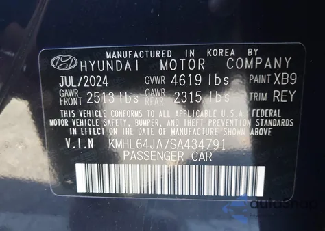 2025 Hyundai Sonata Sel z USA, uszkodzony, nr VIN KMHL64JA7SA434791